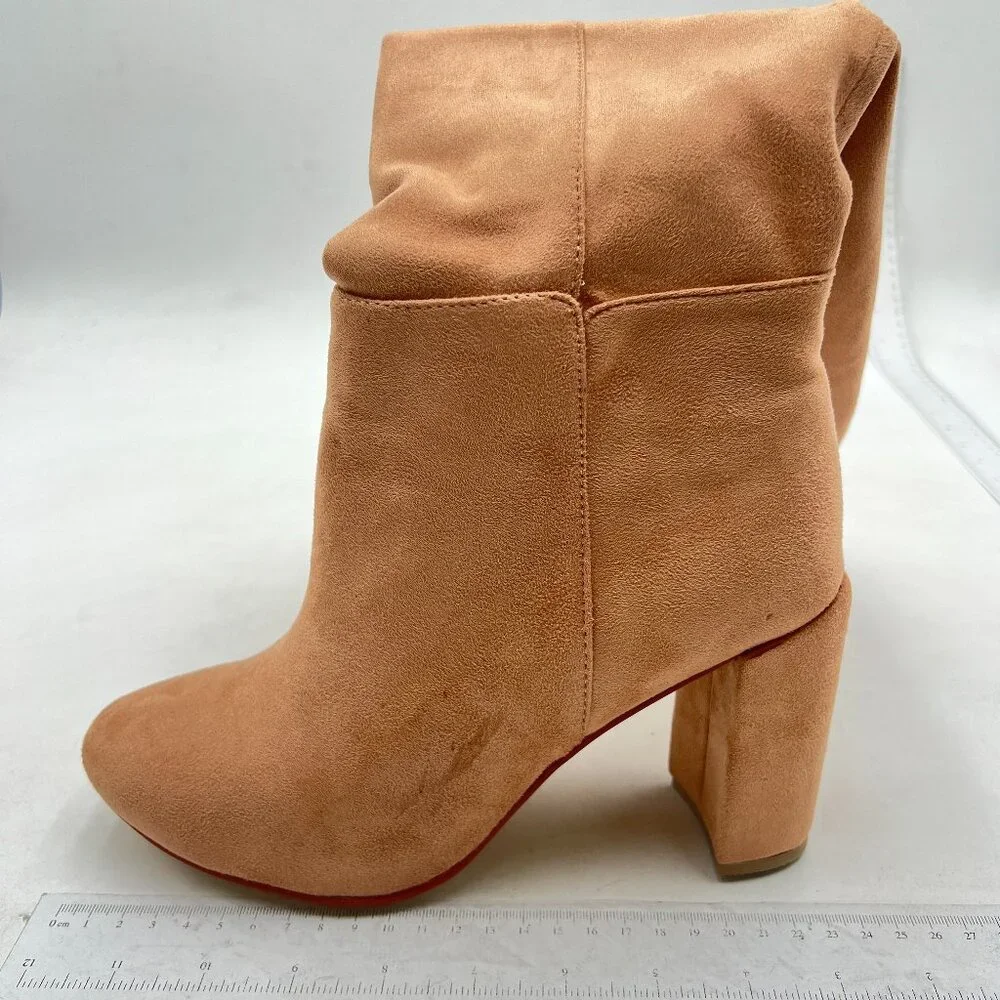 Nude Over The Knee Chunky High Heels Stretch Thigh High Long Boot Winter Warm